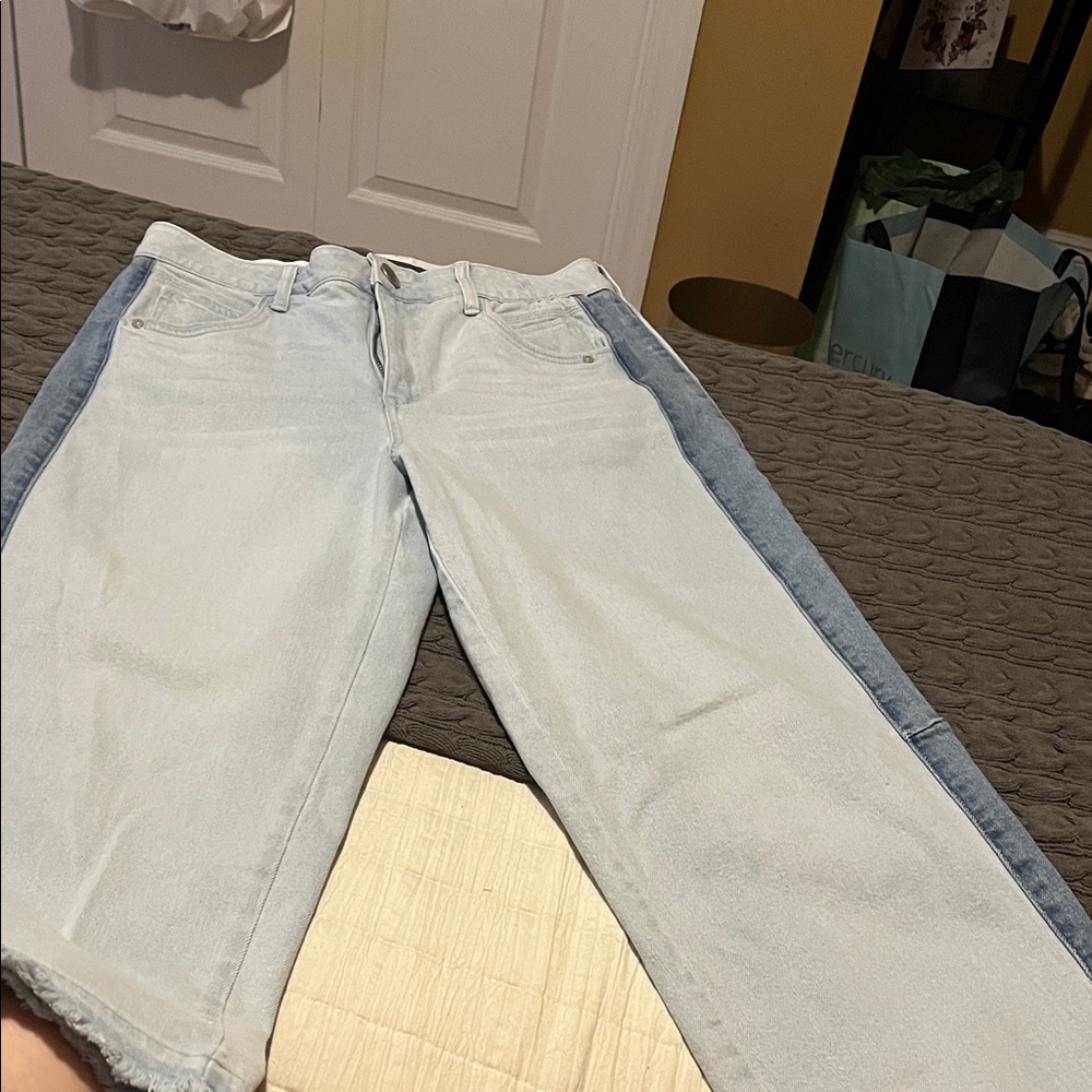 Democracy Two-Tone Straight Leg Jeans